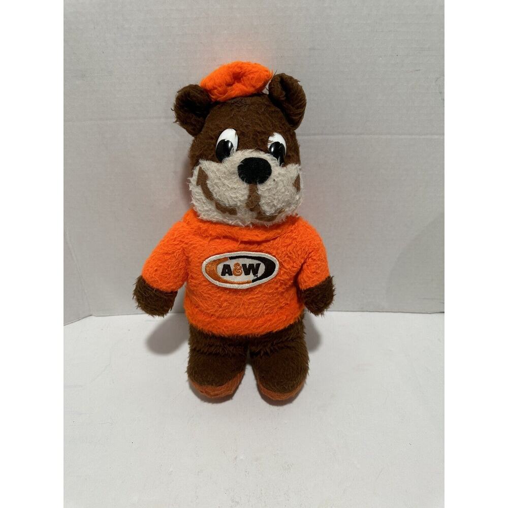 A&W Root Beer Soda Plush Bear Mascot Advertising‎ Promo Vintage 12” Brown Smile